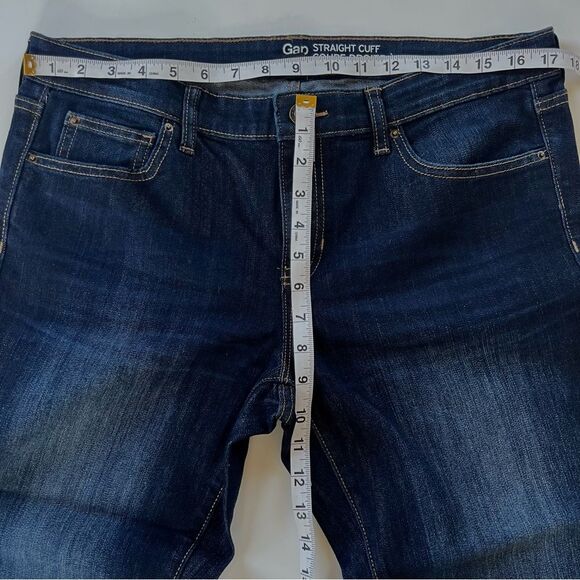 GAP Cuff Indigo Normcore Mid Rise Dark Wash Blue Capri Mid Ankle Jeans Size 12R - Picture 10 of 11